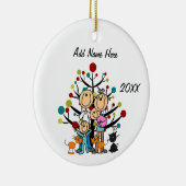 親、子ども2人、猫オーナメント3人 セラミックオーナメント (右)