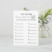 親Be赤ちゃんシャワーゲームカードの年齢 招待状 (スタンド正面)