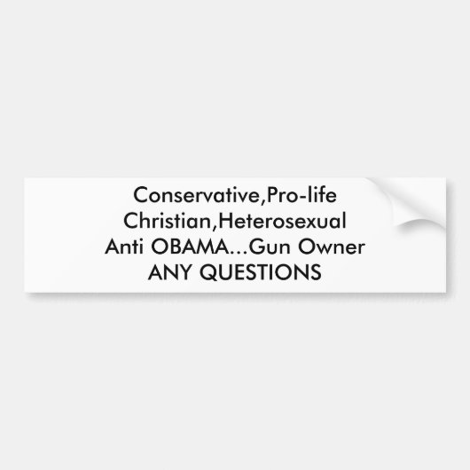 、親lifeChristian保守的、HeterosexualAnti… バンパーステッカー (正面)
