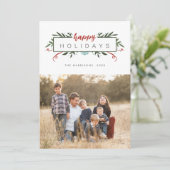 観モダン葉エレガントクリスマス写真 シーズンカード (スタンド正面)