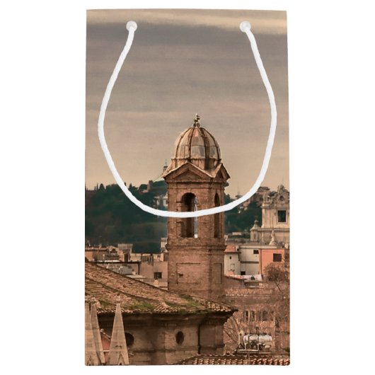 観光しているMonte Pincioからのローマの空中写真 スモールペーパーバッグ (裏面)