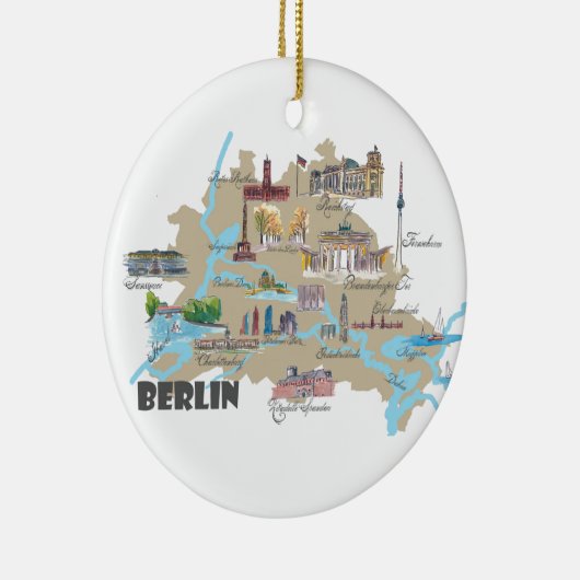 観光のハイライトのベルリンのお気に入りのな地図 セラミックオーナメント (右)