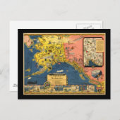 観光客からアラスカの過去地図 ポストカード (正面/裏面)