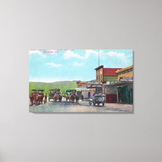 観光客がティフアナのシーンに出発 キャンバスプリント (正面)