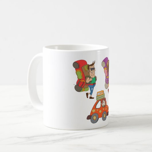 観光客とバックパック旅行コーヒーマグ コーヒーマグカップ (正面左)