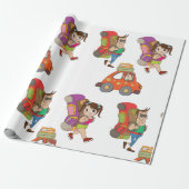 観光客とバックパック旅行ラップ紙 ラッピングペーパー (アンロールド)