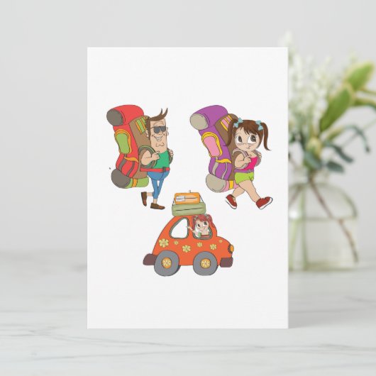 観光客とバックパック旅行招待状 招待状 (スタンド正面)