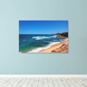 観光客の空中表示歩くオントロピカルビーチ キャンバスプリント (インサイチュ (ウッドフロア))