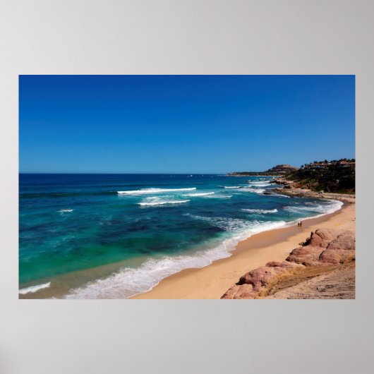 観光客の空中表示歩くオントロピカルビーチ ポスター (正面)