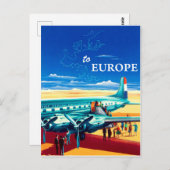 観光客は、ヨーロッパに飛ぶ準備ができている、ヴィンテージ旅行 ポストカード (正面/裏面)