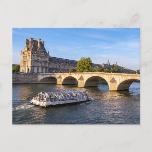 観光客ボートはポントの下を通王室のり – パリ ポストカード (正面)