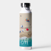 観光客日光浴フォト海モノグラム名 ウォーターボトル (左面)