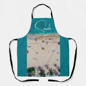 観光客日光浴フォト海モノグラム名 エプロン (正面)