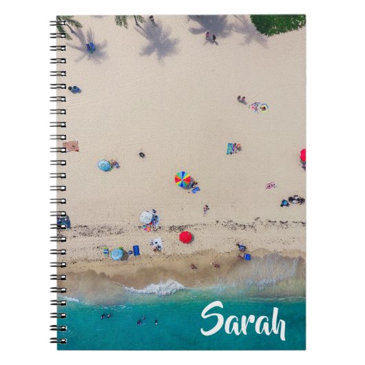 観光客日光浴フォト海モノグラム名 ノートブック (正面)