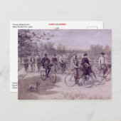 観光客自転車 ポストカード (正面/裏面)