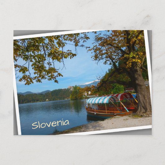 観光客船で秋にブリュー湖 ポストカード (正面)