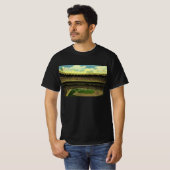 観客で賑わうヴィンテージ スポーツ野球スタジアム Tシャツ (正面フル)