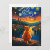 観想的な生姜の猫 | スターリーナイトスカイアート ポストカード (正面/裏面)