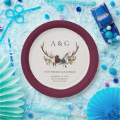 観葉フローラ素朴と鹿の結婚式のデコー ペーパープレート (パーティー)