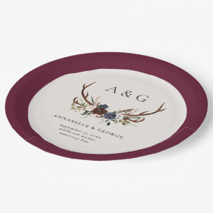 観葉フローラ素朴と鹿の結婚式のデコー ペーパープレート