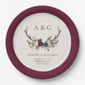 観葉フローラ素朴と鹿の結婚式のデコー ペーパープレート (正面)