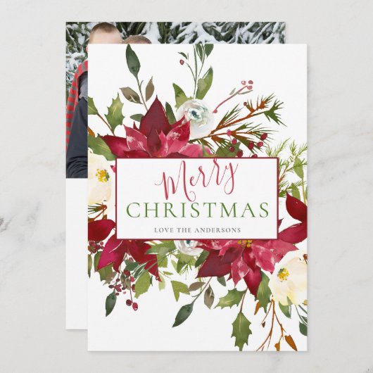 観葉メリークリスマスタイポグラフィ写真 シーズンカード (正面/裏面)