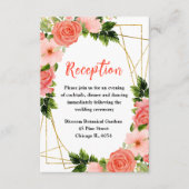 観葉式レセプション付き珊瑚赤バラ エンクロージャーカード (正面)