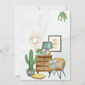 観葉植物のある温かい家のインテリア オープンハウス 招待状 (裏面)