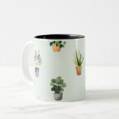 観葉植物のボタニカル柄デザイン ツートーンマグカップ (正面左)