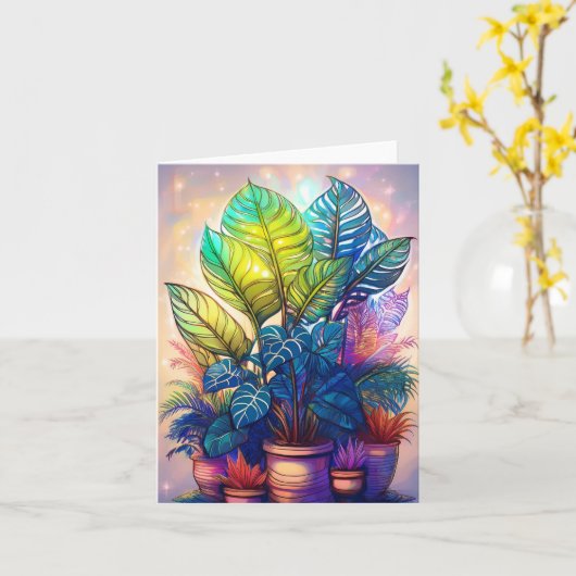 観葉植物の家族 カード (黄色い花)