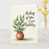 観葉植物の誕生日カード カード (黄色い花)