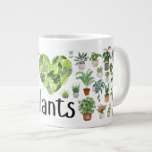 観葉植物を愛するハートの特大マグカップ ジャンボコーヒーマグカップ (正面右)