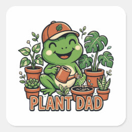 観葉植物を育てるカエル ファーザー プラントダッド スクエアシール