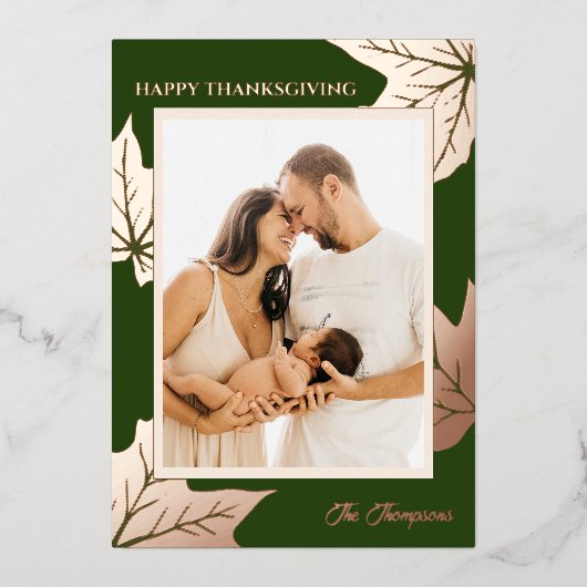 観葉植物園家族の写真感謝祭 箔シーズンカード (正面)