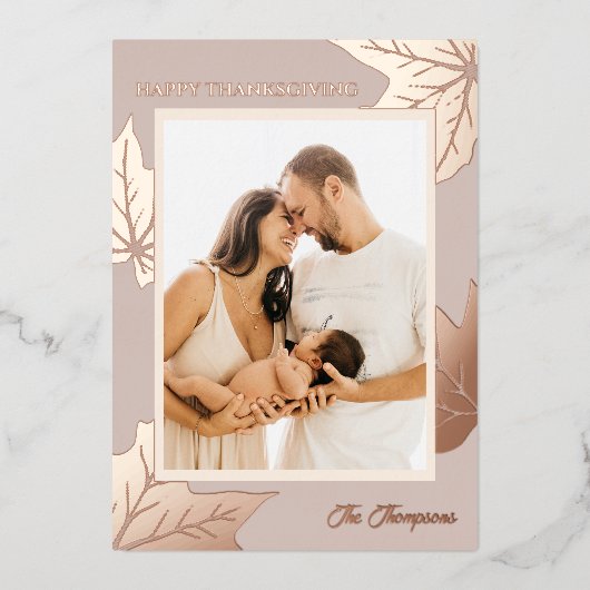 観葉植物園家族の写真感謝祭 箔シーズンカード (正面)