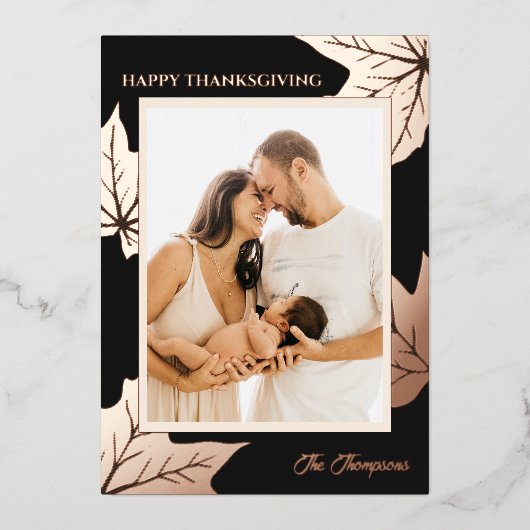 観葉植物園家族の写真感謝祭 箔シーズンカード (正面)