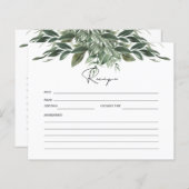 観葉植物性ブライダルシャワーレシピカード (正面/裏面)
