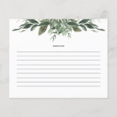 観葉植物性ブライダルシャワーレシピカード (裏面)