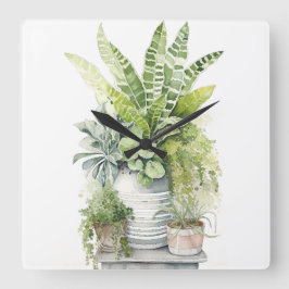 観葉植物 スクエア壁時計