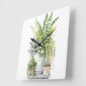 観葉植物 スクエア壁時計 (傾斜)