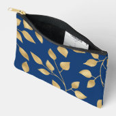 観葉用デザインフェイク金ゴールド葉パターン アクセサリーポーチ (見開き)