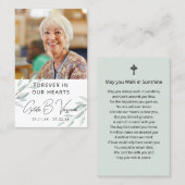 観葉葬記念祈りの言葉写真カード 名刺 (正面/裏面)