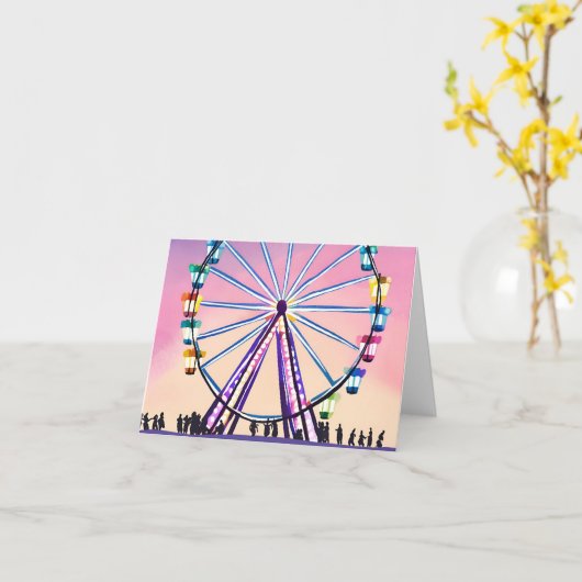 観覧車の夕日 | 美しい水色 カード (黄色い花)