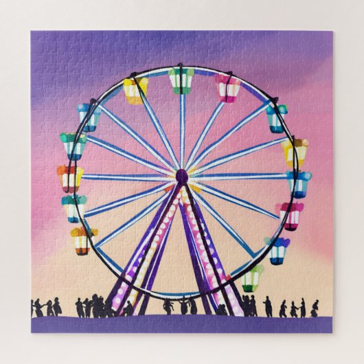 観覧車の夕日 | 美しい水色 ジグソーパズル (縦)