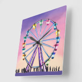 観覧車の夕日 | 美しい水色 スクエア壁時計 (傾斜)