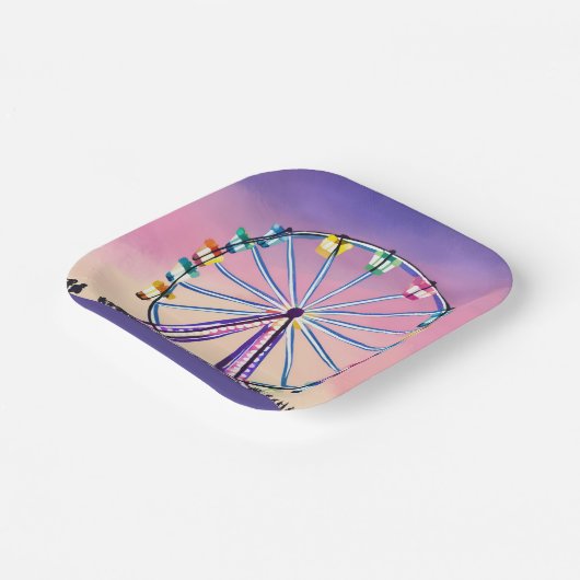 観覧車の夕日 | 美しい水色 ペーパープレート (傾斜あり)