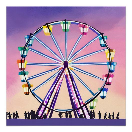 観覧車の夕日 | 美しい水色 ポスター (正面)