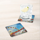 観覧車ローラーコースターハッピーバースデースクリプト スクエアペーパーコースター (インサイチュ)