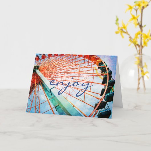 観覧車楽しむ撮影スはっきりしたトモダン カード (黄色い花)