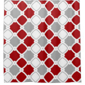 観賞エレガント用，白，バーガンディ，灰色 シャワーカーテン (正面)